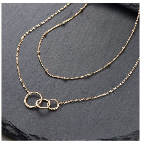 #31 ✨New 18K Gold Plated Triple circle chain necklace set - Picture 1 of 5